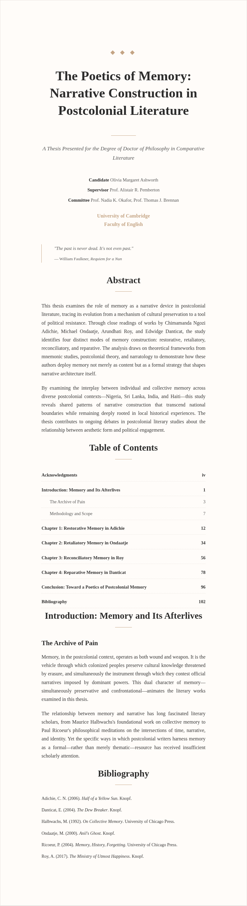 Elegant sophisticated thesis